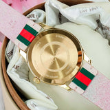 Gucci G Timeless Quartz Pink Dial Three Tone Leather Strap Watch For Women - YA1264118