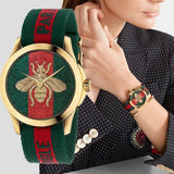 Gucci Le Marche des Merveilles Green & Red Dial Green & Red NATO Strap Unisex Watch - YA126487