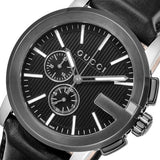 Gucci G Chrono Black Dial Black Leather Strap Watch For Men - YA101205