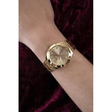 Guess Crystalline Diamonds Gold Dial Gold Steel Strap Watch for Women - GW0114L2