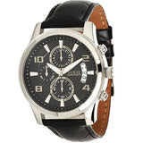 Guess Exec Chronograph Quartz Black Dial Black Leather Strap Watch for Men - W0076G1