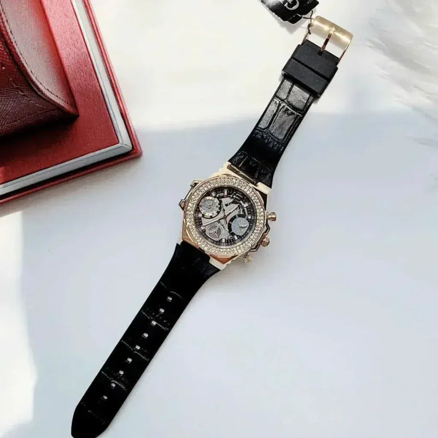 Guess GW0553L4-7 gold watch with black strap