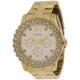 Guess Dazzler Diamonds Silver Dial Gold Steel Strap Watch for Women - W0335L2