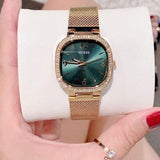 Guess Quartz Green Dial Gold Mesh Strap Watch For Women - GW0354L5