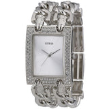 Guess Mod Heavy Metal Diamonds Silver Dial Silver Steel Strap Watch for Women - W95088L1