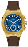 Guess Headline Chronograph Blue Dial Brown Silicone Strap Watch For Men - GW0571G5