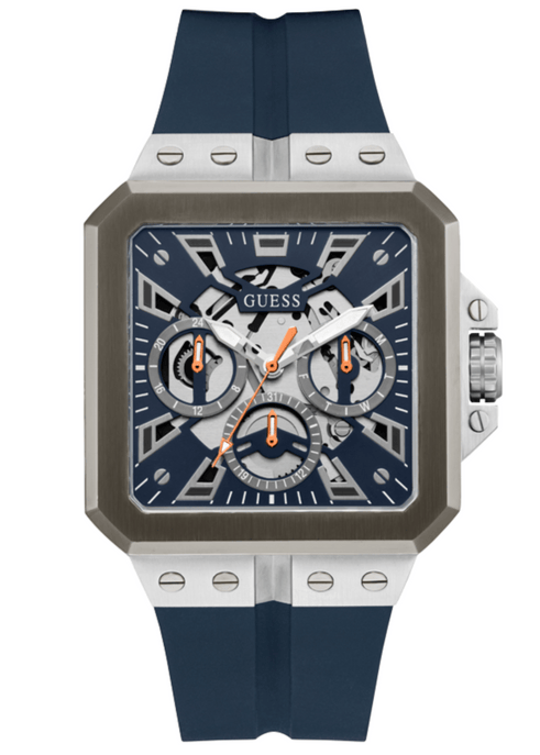 Guess Leo Chronograph Navy Blue Dial Blue Silicone Strap Watch For Men - GW0637G1