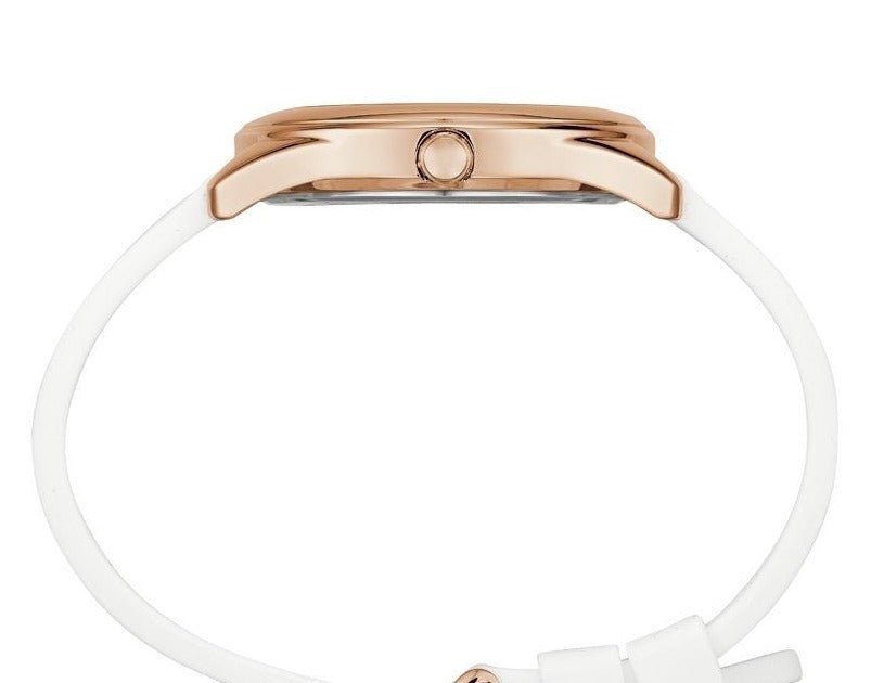 Guess G Twist White & Gold Dial White Silicone Strap Watch For Women - W0911L5