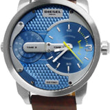 Diesel Mini Daddy LIght Blue Dial Brown Leather Strap Watch For Men - DZ7321