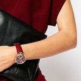 Michael Kors Sawyer Maroon Dial Maroon Leather Strap Watch for Women - MK2426