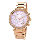 Michael Kors Parker Purple Dial Rose Gold Steel Strap Watch for Women - MK6169