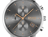 Hugo Boss Integrity Grey Dial Silver Mesh Bracelet Watch for Men - 1513807