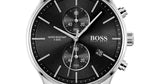 Hugo Boss Associate Black Dial Silver Steel Strap Watch for Men - 1513869