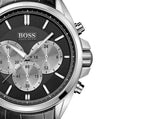 Hugo Boss Driver Black Dial Black Leather Strap Watch for Men - 1512879