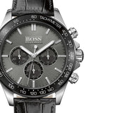 Hugo Boss Ikon Grey Dial Black Leather Strap Watch for Men - 1513177