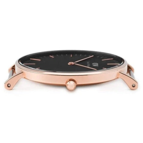 Daniel Wellington Bristol Black Dial Brown Leather Strap Watch For Men - DW00100125