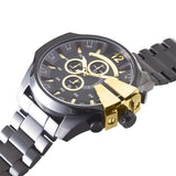 Diesel Mega Chief Chronograph Black Dial Black Steel Strap Watch For Men - DZ4338