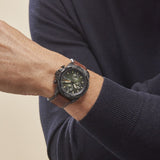 Fossil Bronson Chronograph Black Dial Brown Leather Strap Watch for Men - FS5856