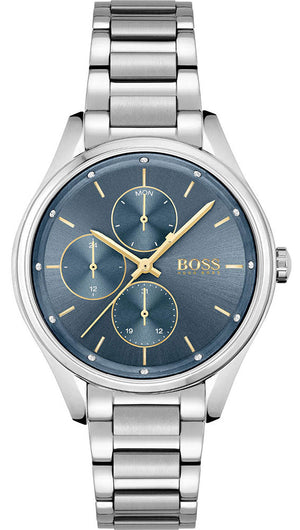 Hugo Boss Grand Course Blue Dial Silver Steel Strap Watch for Women - 1502583