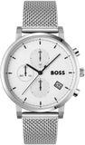 Hugo Boss Skymaster White Dial Silver Mesh Bracelet Watch for Men - 1513933