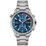 Hugo Boss Globetrotter Blue Dial Silver Steel Strap Watch for Men - 1513823