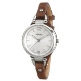 Fossil Georgia White Dial Brown Leather Strap Watch for Women - ES3060