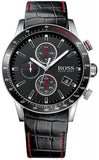 Hugo Boss Rafale Chronograph Black Dial Black Leather Strap Watch For Men - 1513390