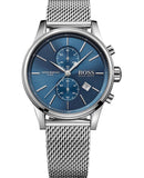 Hugo Boss Jet Blue Dial Silver Mesh Bracelet Watch for Men - 1513441