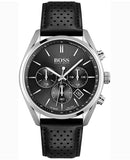 Hugo Boss Champion Black Dial Black Leather Strap Watch for Men - 1513816