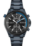 Hugo Boss Globetrotter Black Dial Black Steel Strap Watch for Men - 1513824