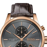 Hugo Boss Jet Grey Dial Brown Leather Strap Watch for Men - 1513281