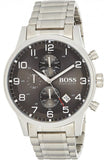 Hugo Boss Aeroliner Black Dial Silver Steel Strap Watch for Men - 1513181