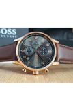 Hugo Boss Navigator Grey Dial Brown Leather Strap Watch for Men - 1513496