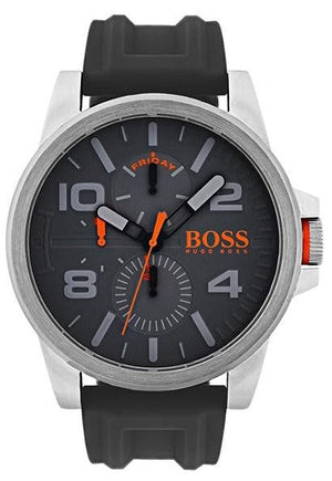 Hugo Boss Detroit Sport Analog Grey Dial Grey Rubber Strap Watch For Men - 1550007