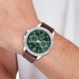 Tommy Hilfiger Lars Chronograph Green Dial Brown Leather Strap Watch For Men - 1792064