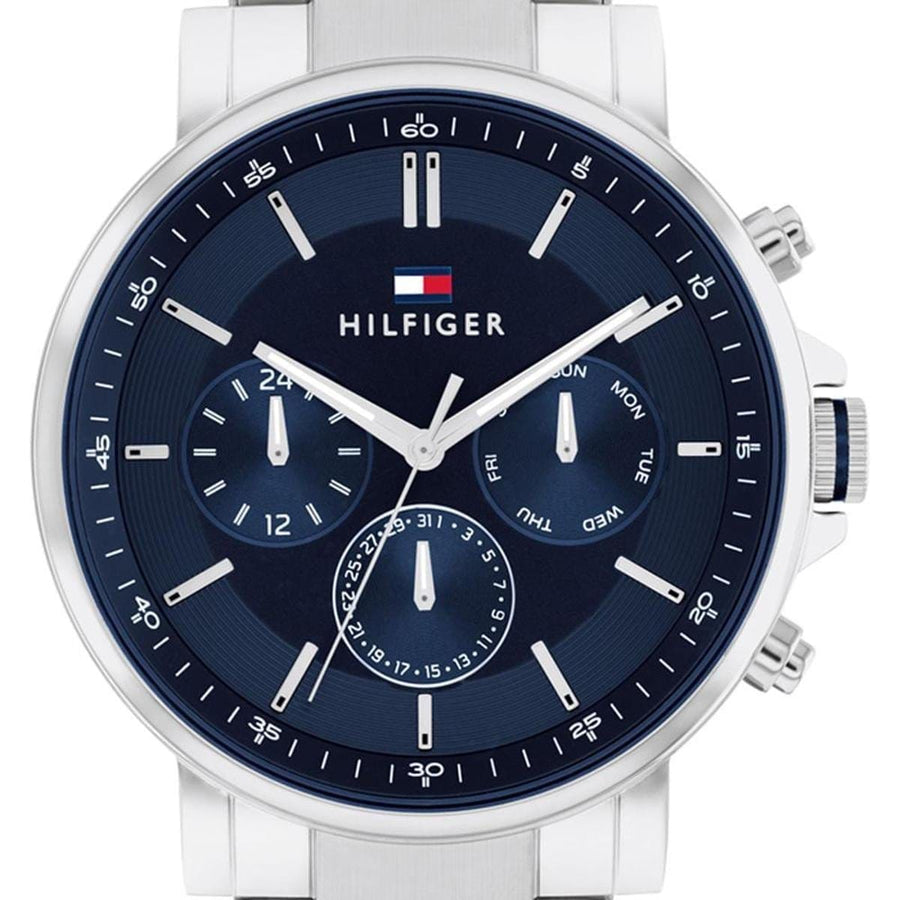 Tommy Hilfiger Tyson Chronograph Blue Dial Silver Steel Strap Watch For Men - 1710588