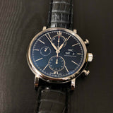 IWC Portofino Chronograph Black Dial Black Leather Strap Watch for Men - IW391029