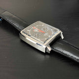 Tag Heuer Monaco Calibre 12 Final Edition Chronograph Grey Dial Black Leather Strap Watch for Men - CAW211J.FC6476