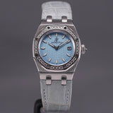 Audemars Piguet Royal Oak Quartz Diamonds Turquoise Dial Turquoise Leather Strap Watch for Women - 67601ST.ZZ.D034CR.01