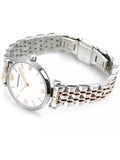 Emporio Armani Gianni T-Bar Mother of Pearl Dial Two Tone Steel Strap Watch For Women - AR1987