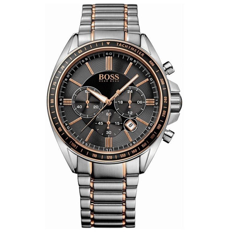 Hugo Boss Driver Sport Chronograph Grey Dial Two Tone Steel Strap Watch for Men - 1513094