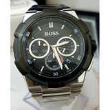 Hugo Boss Supernova Chronograph Black Dial Silver Steel Strap Watch for Men - 1513359