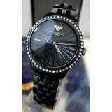 Emporio Armani Ceramica Crystals Black Dial Black Ceramic Strap Watch For Women - AR1478