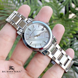 Burberry The City White Dial Silver Steel Strap Watch for Women - BU9100