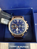 Tommy Hilfiger London Chronograph Blue Dial Brown Leather Strap Watch for Men - 1791532