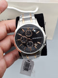 Emporio Armani Renato Chronograph Black Dial Two Tone Steel Strap Watch For Men - AR11165