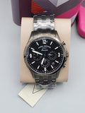 Fossil Forrester Chronograph Black Dial Grey Steel Strap Watch for Men - FS5606