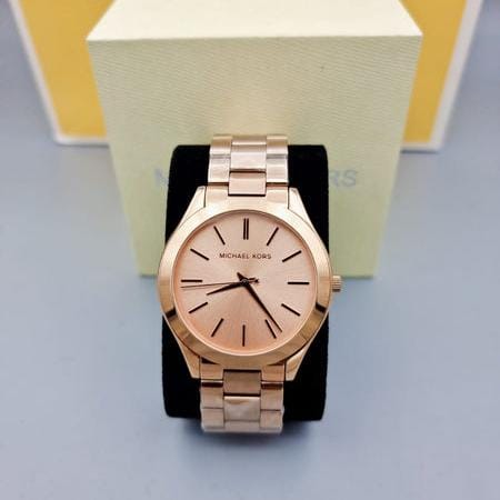 Michael Kors Slim Runway Rose Gold Dial Rose Gold Steel Strap Watch for Women - MK3513