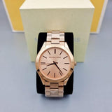 Michael Kors Slim Runway Rose Gold Dial Rose Gold Steel Strap Watch for Women - MK3513