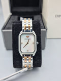 Emporio Armani Gianni T Bar Mother of Pearl Dial Two Tone Steel Strap Watch For Women - AR11146